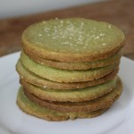 Matcha Shortbread cookies in a stack