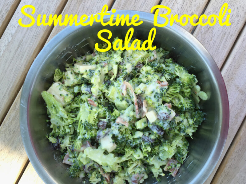 summertime broccoli salad in a bowl