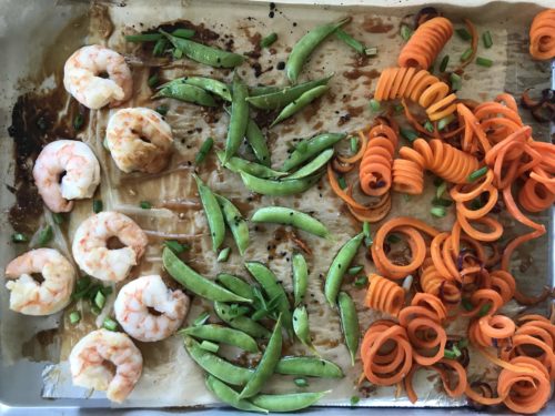 Sheet Pan Sesame-Ginger Shrimp with Carrot Noodles