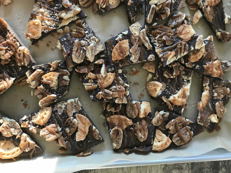 pieces of turtle bark on a baking tray