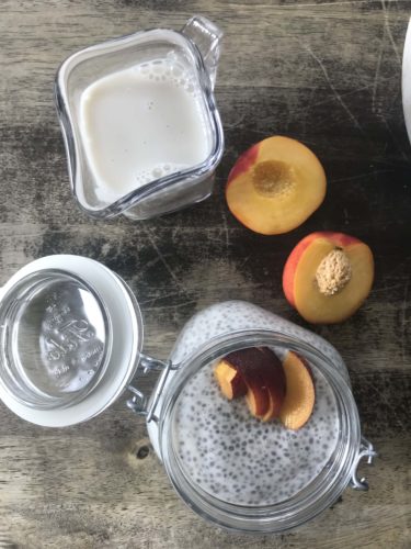 nectarine with milk and yogurt for chia seed pudding