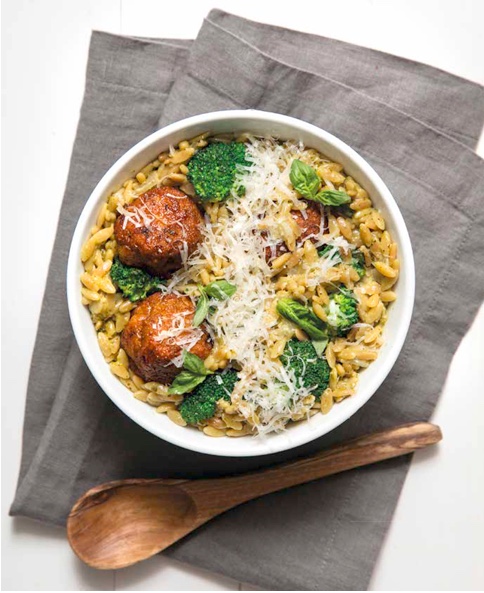 Pesto Turkey Meatballs with Orzo