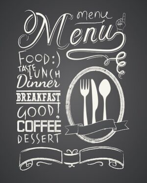 Illustration of a vintage graphic element for menu on blackboard